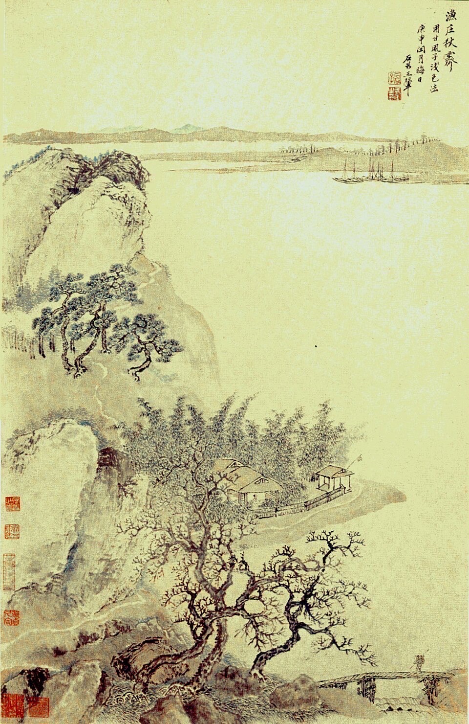 Clearing Autumn Sky over a Fishing Village by Wang Hui